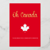 カナダの日BBQ夏のパーティー写真金ゴールド 箔招待状 (正面)