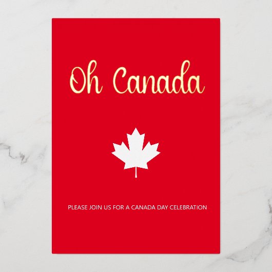 カナダの日BBQ夏のパーティー写真金ゴールド 箔招待状 (正面)