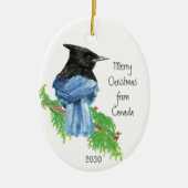 カナダの星のジェイ・バードからメリークリスマスの日付 セラミックオーナメント (正面)