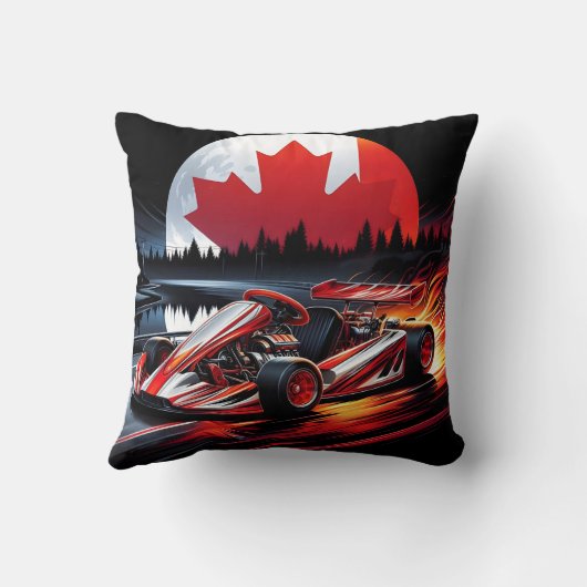 カナダの月明かりの下でダイナミックなゴーカート クッション (裏面)