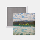 カナダの水の風景への反射 マグネット (正面/裏面)