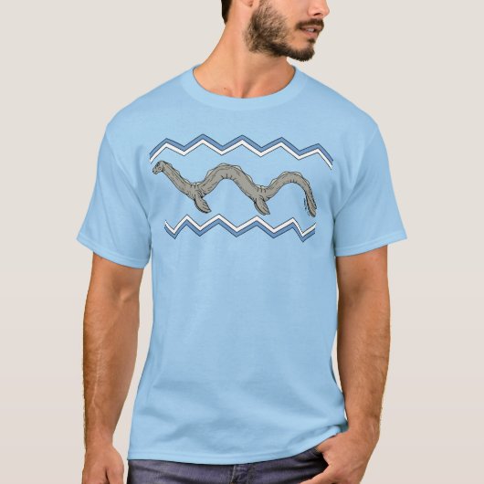 カナダの湖のモンスターとジグザグ Tシャツ (正面)