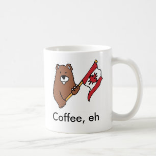 カナダの灰色グマのカエデの葉の旗のコーヒー・マグ コーヒーマグカップ