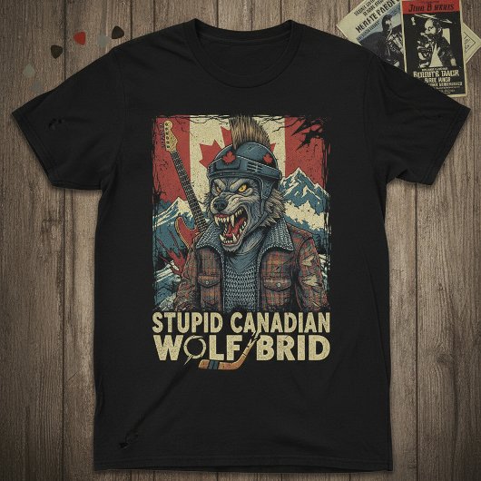 カナダの狼鳥が馬鹿みたいなホッケーユーモアTシャツ Tシャツ