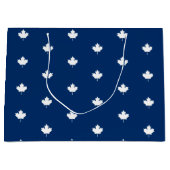 カナダの白いカエデの葉の青パターン ラージペーパーバッグ (正面)