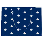 カナダの白いカエデの葉の青パターン ラージペーパーバッグ (裏面)