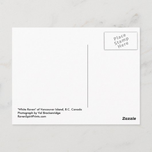 カナダの白の少数派、希少な白いカラスのはがき ポストカード (裏面)