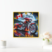 カナダの精神で夜に乗り込む スクエア壁時計 (ホーム)