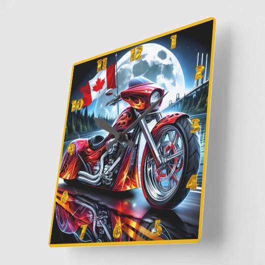 カナダの精神で夜に乗り込む スクエア壁時計 (傾斜)