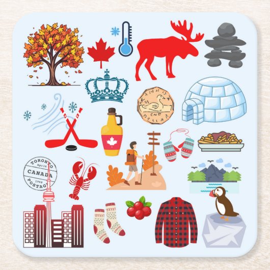 カナダの記号 スクエアペーパーコースター (正面)