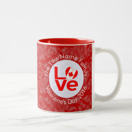 カナダの赤いLOVE旗 個人名入り ツートーンマグカップ