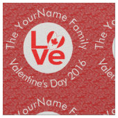カナダの赤いLOVE旗 個人名入り ファブリック (クローズアップ)