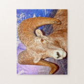 カナダの長い角の羊。 ジグソーパズル (縦)