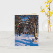 カナダの雪に覆われた冬公園 カード (黄色い花)