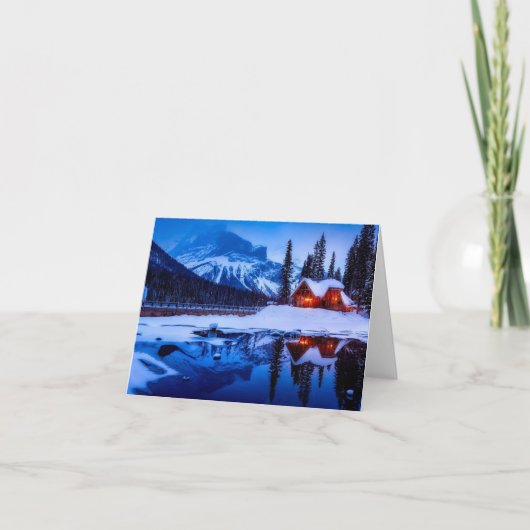 カナダの雪の小屋と夕焼け, カナダの夕焼け カード (正面)