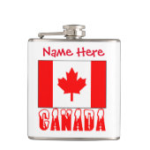 カナダの雪 カナダ国旗 赤 パーソナライズ フラスク (正面)