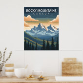 カナダの魅惑的なビンテージ旅行ポスター「ロッキー山脈」 ポスター (キッチン)