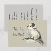 カナダの鳥 グレイ・ジェイのカスタム グレー 一般招待 招待状 (正面/裏面)