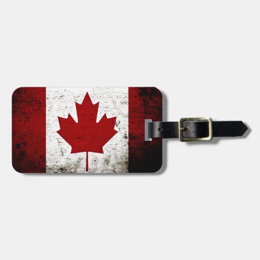 カナダの黒くグランジな旗 ラゲッジタグ (正面横)