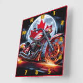 カナダはっきりしたのナイトスクの下に乗るオートバイ スクエア壁時計 (傾斜)