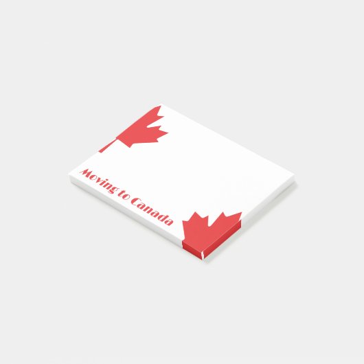 カナダへの引越しポストイットノート – かわいいメープルリーフ ポストイット (アングル)