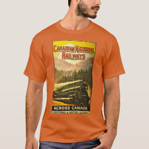 カナダを横断するカナダ国鉄ポスター Tシャツ