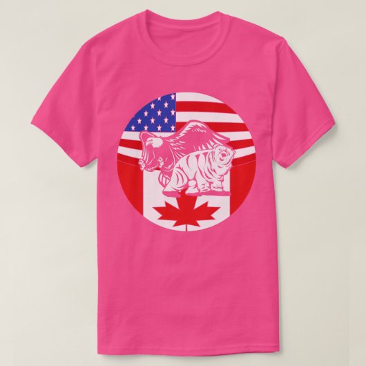 カナダアイスベアーアメリカハゲ米国国旗Cana Tシャツ (デザイン正面)