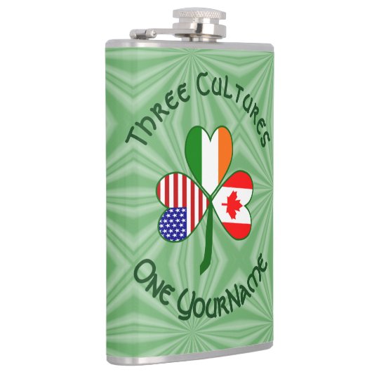 カナダアイルランドUSAシャムロックパーソナライズされた国旗 フラスク (右)