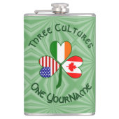 カナダアイルランドUSAシャムロックパーソナライズされた国旗 フラスク (正面)
