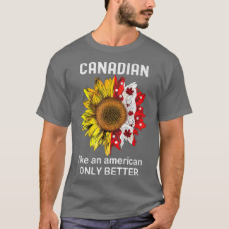 カナダアメリおもしろいアカナダデイヒマワリ Tシャツ