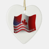 カナダアメリカの振る旗 セラミックオーナメント (右)