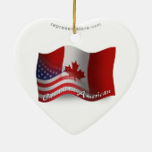カナダアメリカの振る旗 セラミックオーナメント (裏面)