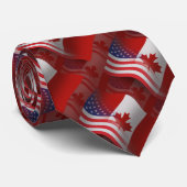 カナダアメリカの振る旗 ネクタイ (ロール)
