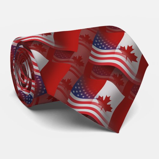 カナダアメリカの振る旗 ネクタイ (ロール)