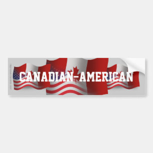 カナダアメリカの振る旗 バンパーステッカー