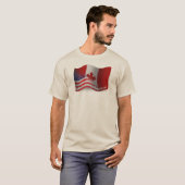 カナダアメリカの振る旗 Tシャツ (正面フル)