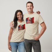 カナダアメリカの振る旗 Tシャツ (ユニセックス)