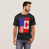 カナダアメリカン米国カナダ国旗7月4日 Tシャツ (正面フル)