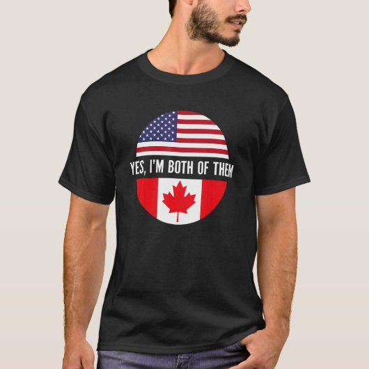 カナダアメリカン米国カナダ国旗7月4日 Tシャツ (正面)