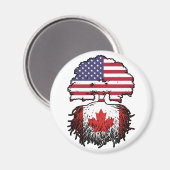 カナダアメリカ合衆国ツリールーツ国旗 マグネット (正面/裏面)