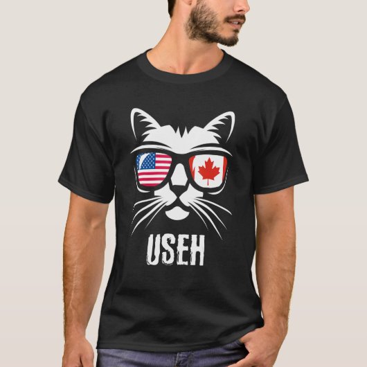 カナダアメリカ国旗Cat Us Eh Tシャツ (正面)