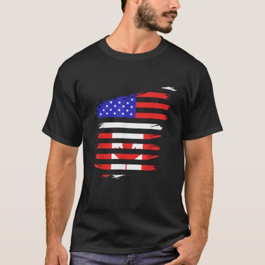 カナダアメリカ国旗USA US Canada Tシャツ (正面)