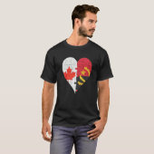 カナダアンゴラ国旗のハート Tシャツ (正面フル)