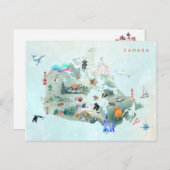 カナダア図解入りの、写真付きのートの水彩地図 ポストカード (正面/裏面)