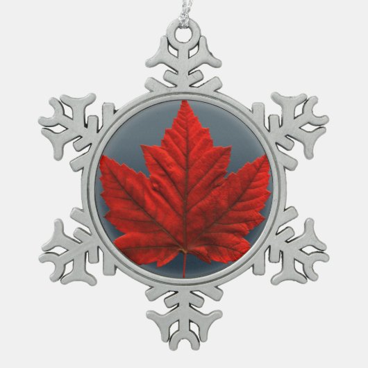 カナダオーナメントカナダお土産デコレーション スノーフレークピューターオーナメント (正面)
