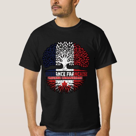 カナダカフランスのダフランスツリールーツ国旗 Tシャツ (正面)
