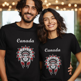 カナダカラフル先住民アメリカのインドのチーフダーク Tシャツ