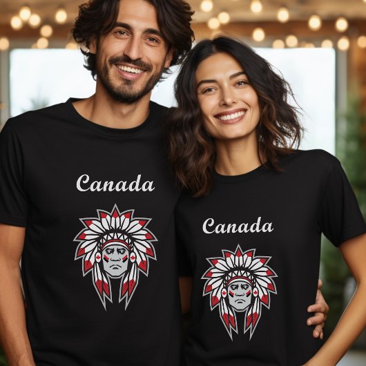 カナダカラフル先住民アメリカのインドのチーフダーク Tシャツ