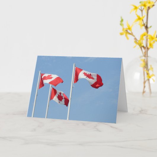 カナダカードカナダ国旗のグリーティングカードカスタム カード (黄色い花)