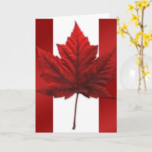 カナダカードカナダ国旗のグリーティングカードカスタム カード (黄色い花)